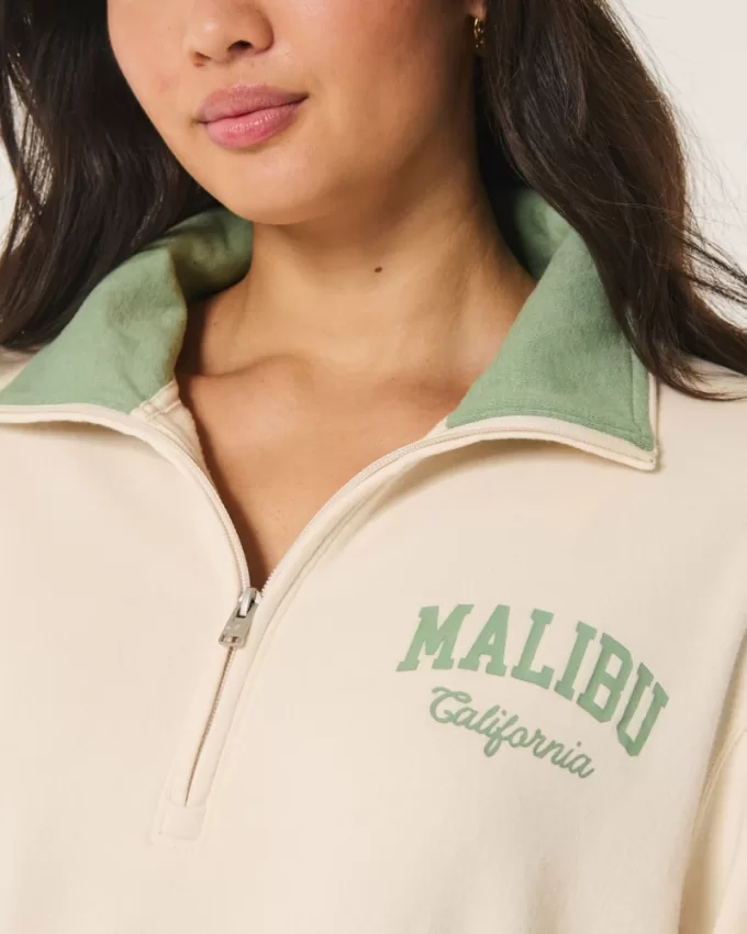 Easy Malibu California Graphic Half-Zip Sweatshirt,Easy Malibu California Graphic Half-Zip Sweatshirt