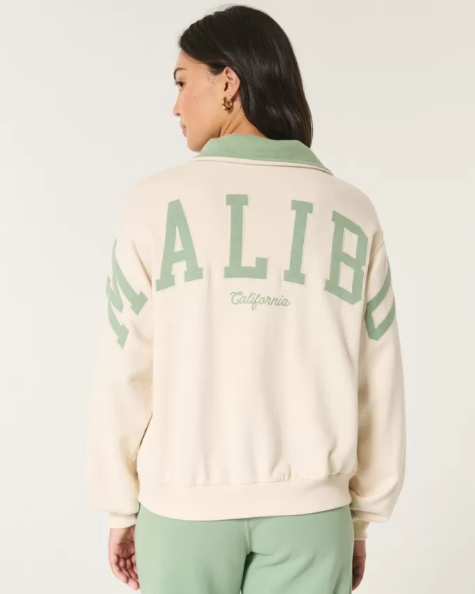 Easy Malibu California Graphic Half-Zip Sweatshirt,Easy Malibu California Graphic Half-Zip Sweatshirt