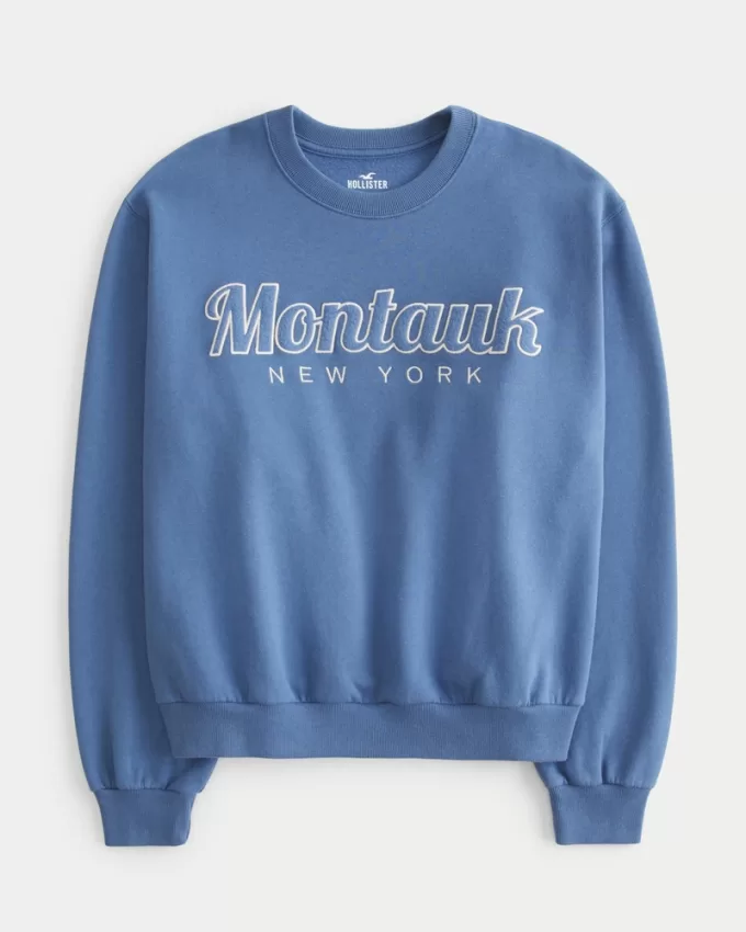 Easy Montauk New York Graphic Crew Sweatshirt,Easy Montauk New York Graphic Crew Sweatshirt