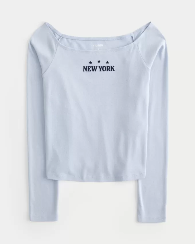 Easy New York Graphic Off-the-Shoulder Top,Easy New York Graphic Off-the-Shoulder Top
