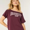 Easy Off-the-Shoulder Brooklyn Graphic Tee,Easy Off-the-Shoulder Brooklyn Graphic Tee