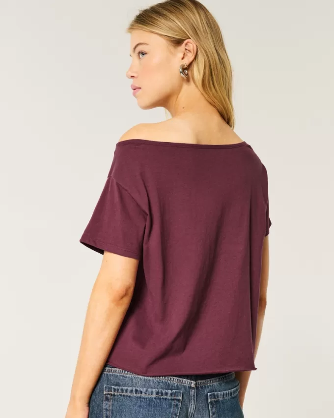 Easy Off-the-Shoulder Brooklyn Graphic Tee,Easy Off-the-Shoulder Brooklyn Graphic Tee