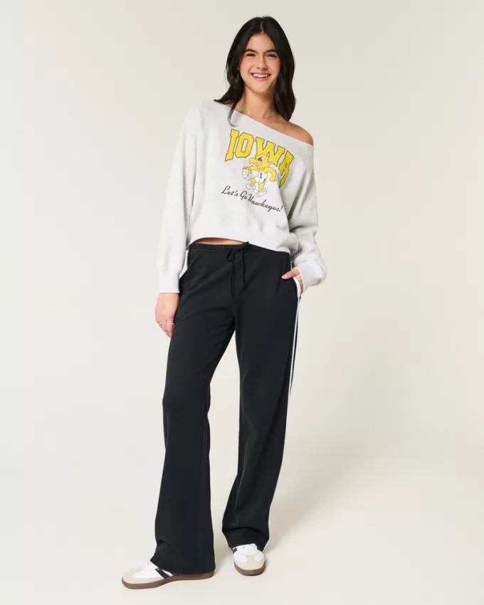 Easy Off-the-Shoulder Iowa Hawkeyes Graphic Sweatshirt,Easy Off-the-Shoulder Iowa Hawkeyes Graphic Sweatshirt