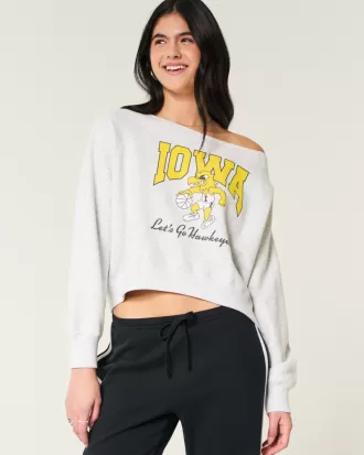 Easy Off-the-Shoulder Iowa Hawkeyes Graphic Sweatshirt,Easy Off-the-Shoulder Iowa Hawkeyes Graphic Sweatshirt