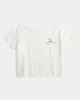 Easy Off-the-Shoulder Kittie’s Diner Graphic Tee,Easy Off-the-Shoulder Kittie’s Diner Graphic Tee