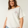 Easy Off-the-Shoulder Kittie’s Diner Graphic Tee,Easy Off-the-Shoulder Kittie’s Diner Graphic Tee