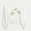 Easy Off-the-Shoulder Lemon Graphic Crew Sweatshirt,Easy Off-the-Shoulder Lemon Graphic Crew Sweatshirt