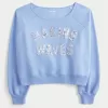 Easy Off-the-Shoulder Making Waves Graphic Crew Sweatshirt,Easy Off-the-Shoulder Making Waves Graphic Crew Sweatshirt
