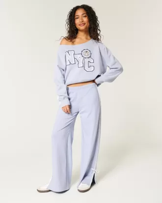 Easy Off-the-Shoulder NYC Graphic Sweatshirt,Easy Off-the-Shoulder NYC Graphic Sweatshirt