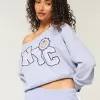 Easy Off-the-Shoulder NYC Graphic Sweatshirt,Easy Off-the-Shoulder NYC Graphic Sweatshirt