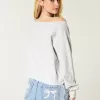 Easy Off-the-Shoulder Number Graphic Crew Sweatshirt,Easy Off-the-Shoulder Number Graphic Crew Sweatshirt