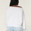 Easy Off-the-Shoulder Number Graphic Sweatshirt,Easy Off-the-Shoulder Number Graphic Sweatshirt
