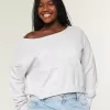 Easy Off-the-Shoulder Number Graphic Sweatshirt,Easy Off-the-Shoulder Number Graphic Sweatshirt