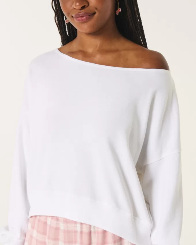 Easy Off-the-Shoulder Terry Sweatshirt,Easy Off-the-Shoulder Terry Sweatshirt