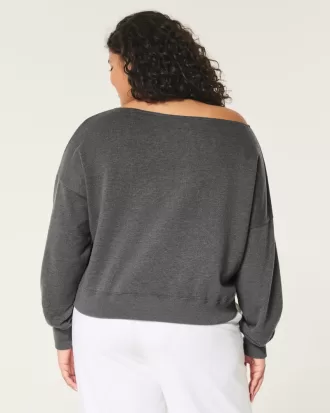 Easy Off-the-Shoulder Terry Sweatshirt,Easy Off-the-Shoulder Terry Sweatshirt
