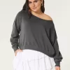 Easy Off-the-Shoulder Terry Sweatshirt,Easy Off-the-Shoulder Terry Sweatshirt