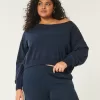 Easy Off-the-Shoulder Terry Sweatshirt,Easy Off-the-Shoulder Terry Sweatshirt