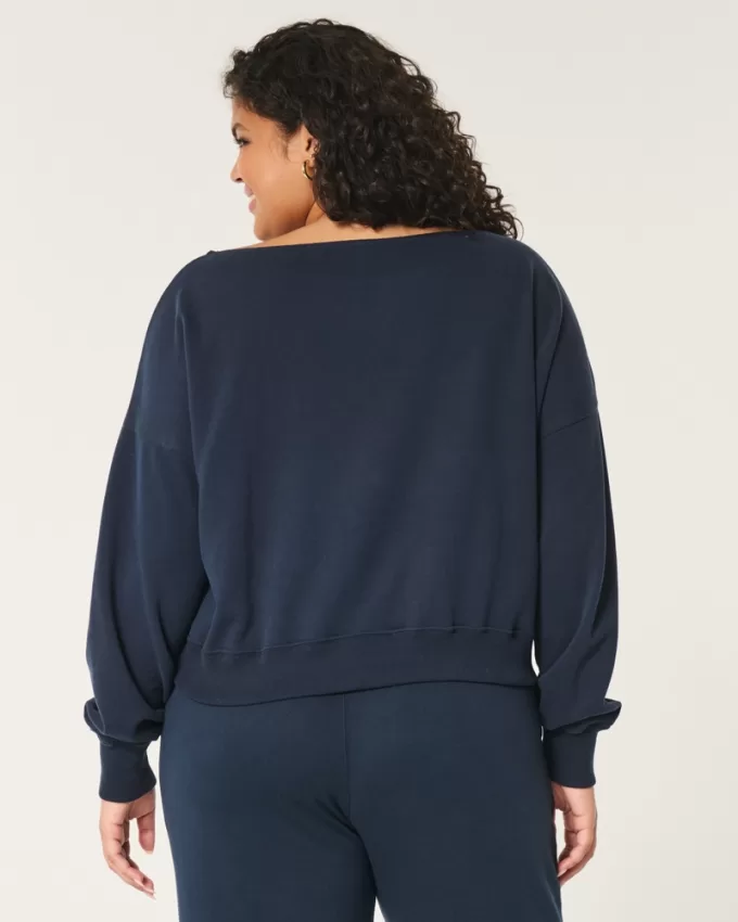 Easy Off-the-Shoulder Terry Sweatshirt,Easy Off-the-Shoulder Terry Sweatshirt