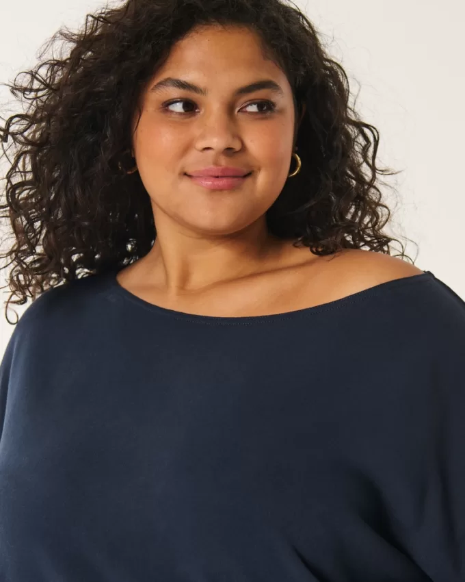 Easy Off-the-Shoulder Terry Sweatshirt,Easy Off-the-Shoulder Terry Sweatshirt