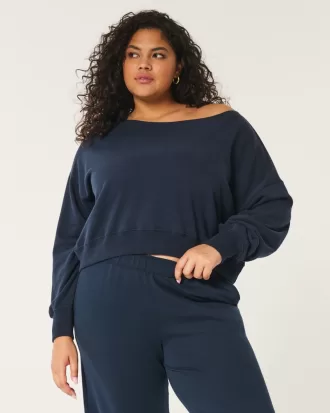 Easy Off-the-Shoulder Terry Sweatshirt,Easy Off-the-Shoulder Terry Sweatshirt