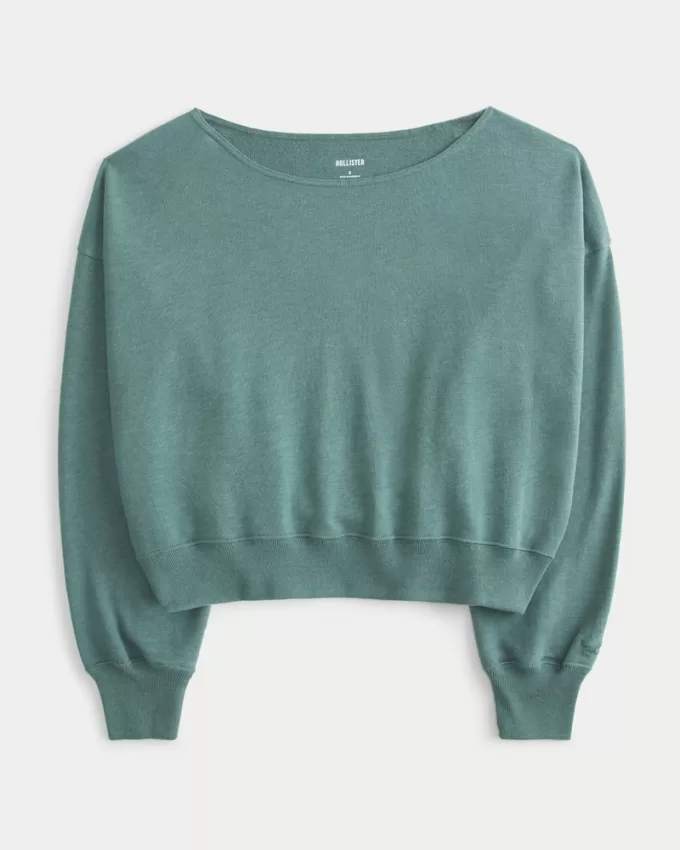 Easy Off-the-Shoulder Terry Sweatshirt,Easy Off-the-Shoulder Terry Sweatshirt