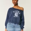 Easy Off-the-Shoulder UConn Huskies Graphic Sweatshirt,Easy Off-the-Shoulder UConn Huskies Graphic Sweatshirt