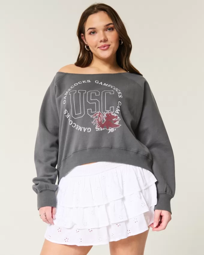 Easy Off-the-Shoulder USC Gamecocks Graphic Sweatshirt,Easy Off-the-Shoulder USC Gamecocks Graphic Sweatshirt
