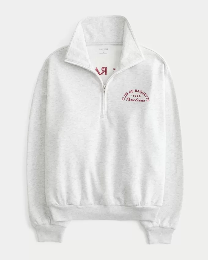 Easy Paris France Graphic Half-Zip Sweatshirt,Easy Paris France Graphic Half-Zip Sweatshirt