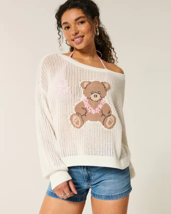 Easy Stitchy Graphic Slouchy Crew Sweater,Easy Stitchy Graphic Slouchy Crew Sweater