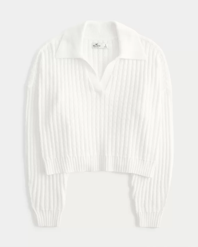 Easy Stitchy Polo Sweater,Easy Stitchy Polo Sweater