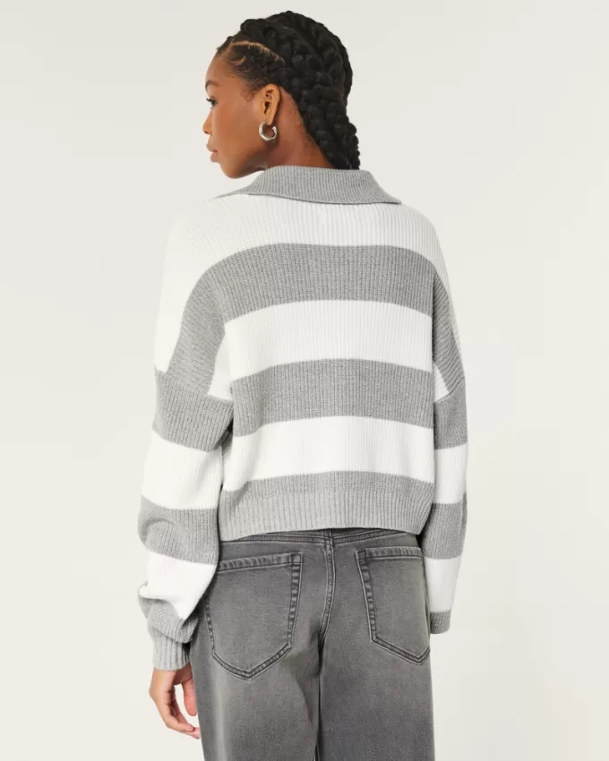 Easy Stitchy Polo Sweater,Easy Stitchy Polo Sweater