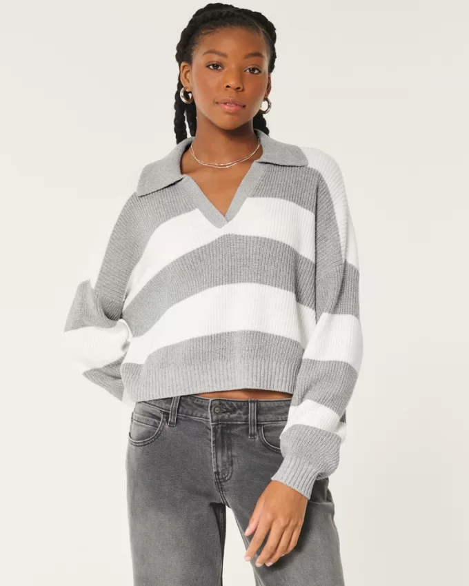 Easy Stitchy Polo Sweater,Easy Stitchy Polo Sweater