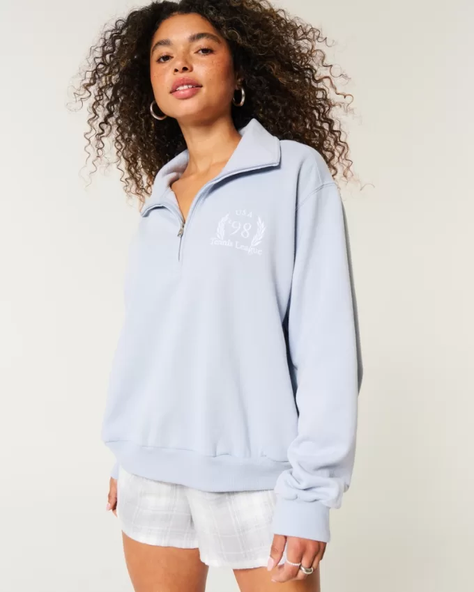 Easy Tennis Graphic Half-Zip Sweatshirt,Easy Tennis Graphic Half-Zip Sweatshirt