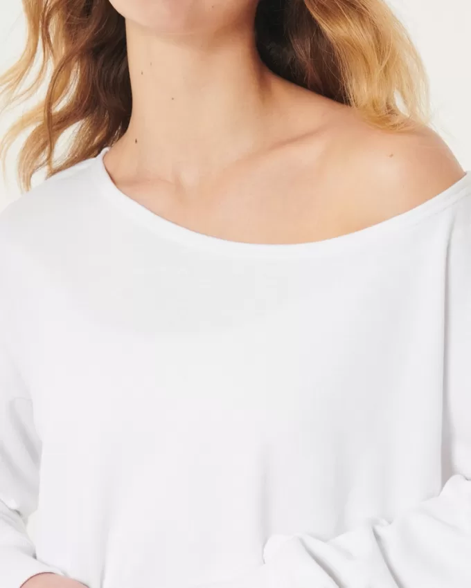 Easy Terry Off-the-Shoulder Sweatshirt,Easy Terry Off-the-Shoulder Sweatshirt