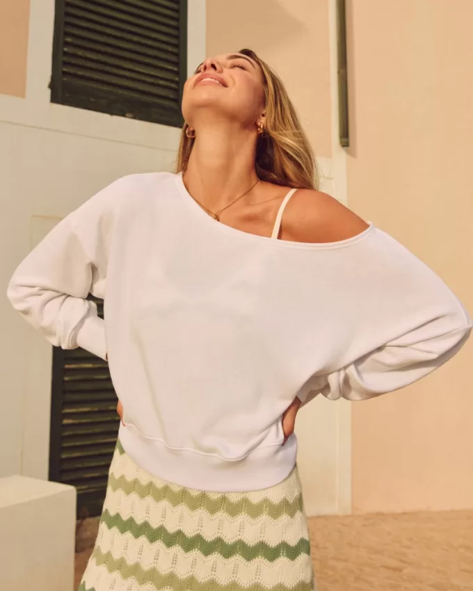 Easy Terry Off-the-Shoulder Sweatshirt,Easy Terry Off-the-Shoulder Sweatshirt