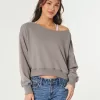 Easy Terry Off-the-Shoulder Sweatshirt,Easy Terry Off-the-Shoulder Sweatshirt