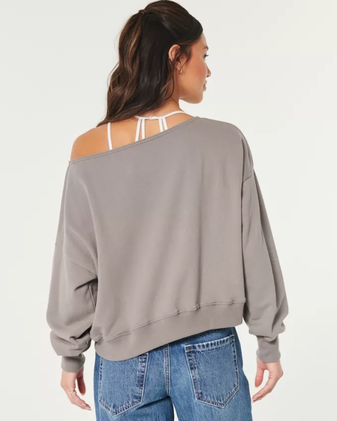 Easy Terry Off-the-Shoulder Sweatshirt,Easy Terry Off-the-Shoulder Sweatshirt