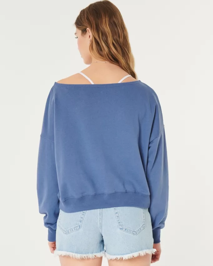 Easy Terry Off-the-Shoulder Sweatshirt,Easy Terry Off-the-Shoulder Sweatshirt