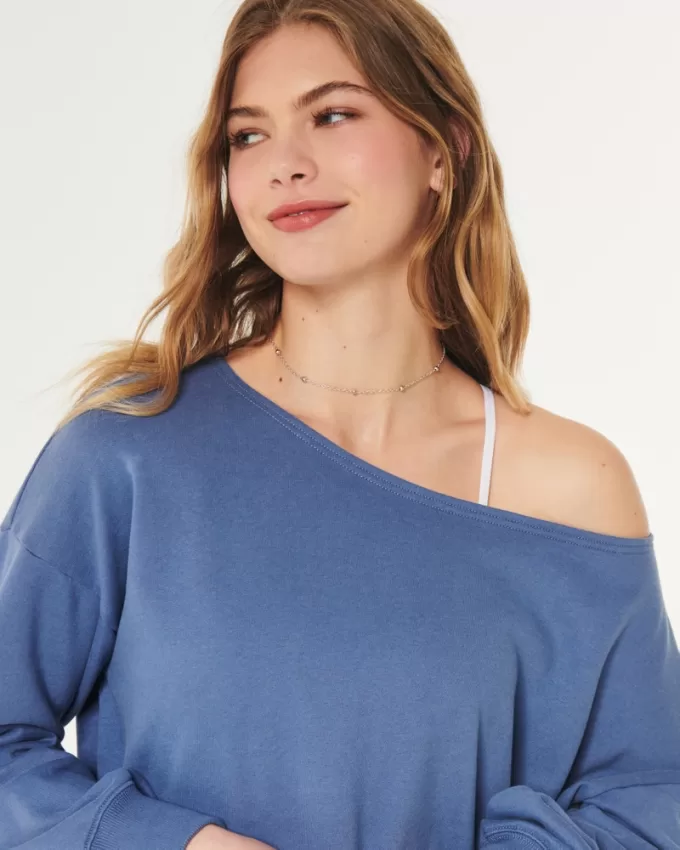 Easy Terry Off-the-Shoulder Sweatshirt,Easy Terry Off-the-Shoulder Sweatshirt