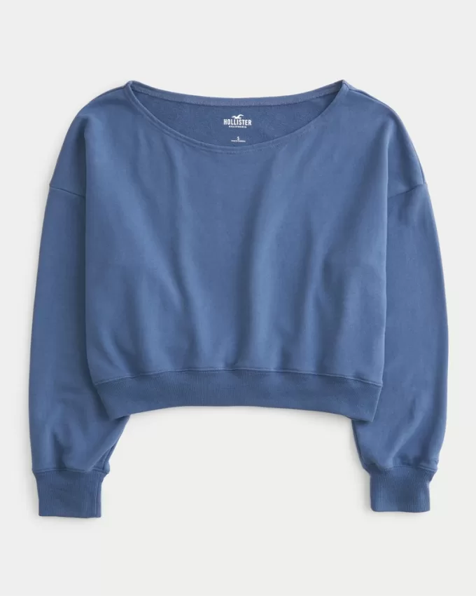 Easy Terry Off-the-Shoulder Sweatshirt,Easy Terry Off-the-Shoulder Sweatshirt