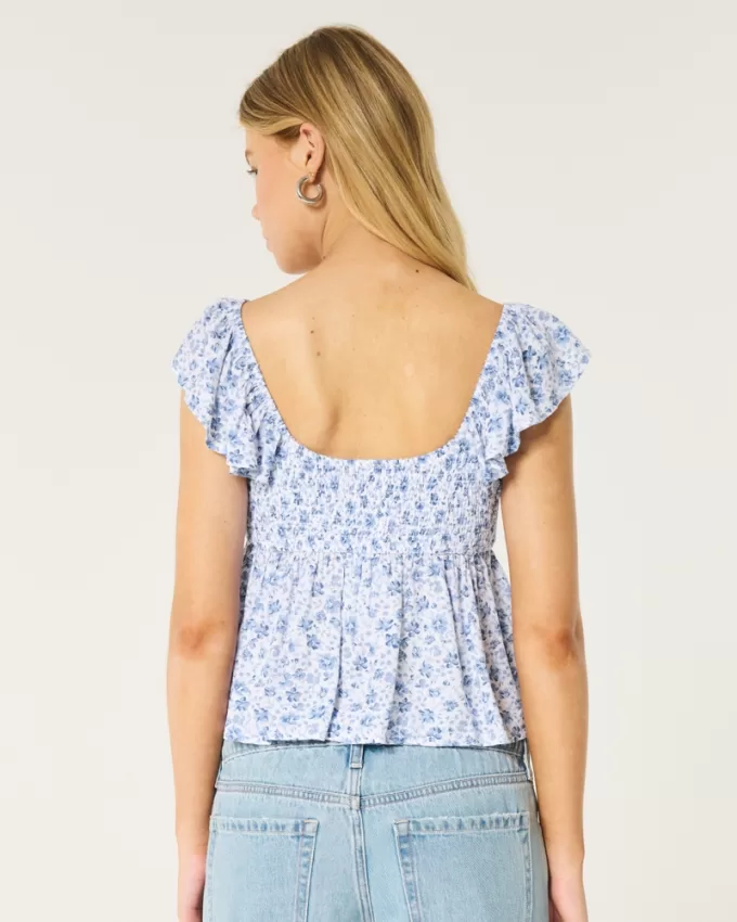 Easy Tie-Front Babydoll Top,Easy Tie-Front Babydoll Top