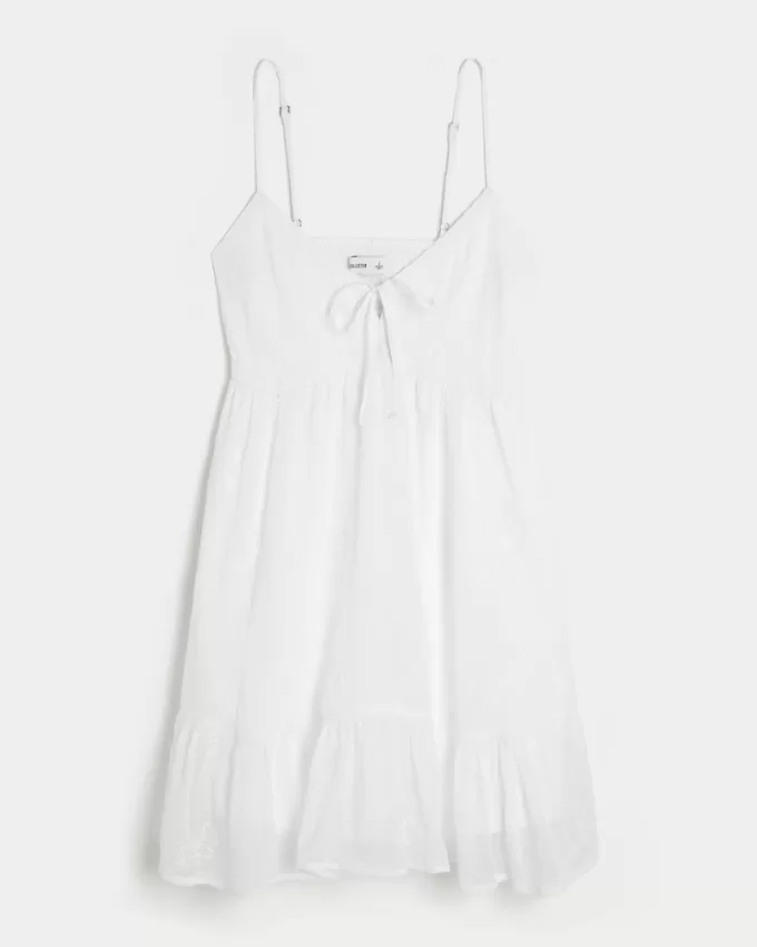 Embroidered Asymmetrical Hem Mini Dress,Embroidered Asymmetrical Hem Mini Dress
