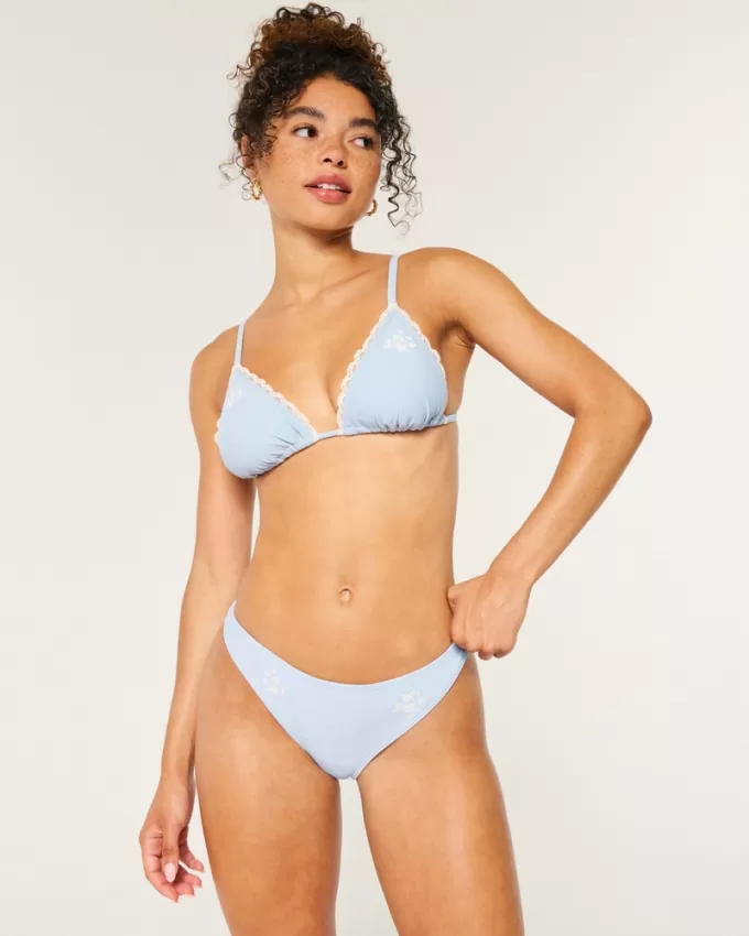 Embroidered Low-Rise Cheeky Bikini Bottom,Embroidered Low-Rise Cheeky Bikini Bottom