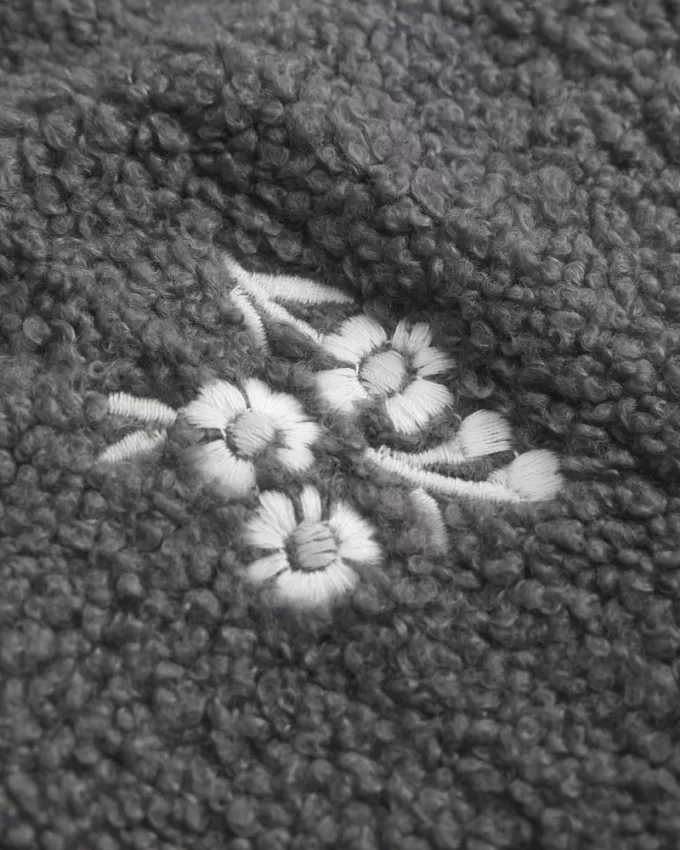 Embroidered Sherpa Fleece Jacket,Embroidered Sherpa Fleece Jacket