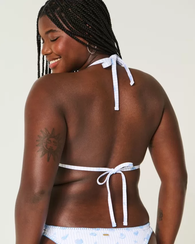 Embroidered Stitch Triangle Bikini Top,Embroidered Stitch Triangle Bikini Top