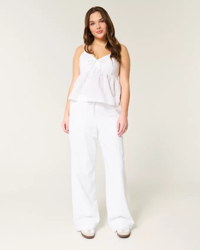 Eyelet Pull-On Baggy Pants,Eyelet Pull-On Baggy Pants