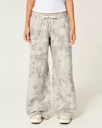 Floral Pattern Baggy Sweatpants,Floral Pattern Baggy Sweatpants