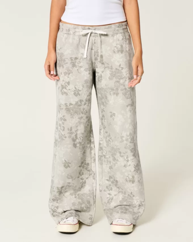 Floral Pattern Baggy Sweatpants,Floral Pattern Baggy Sweatpants