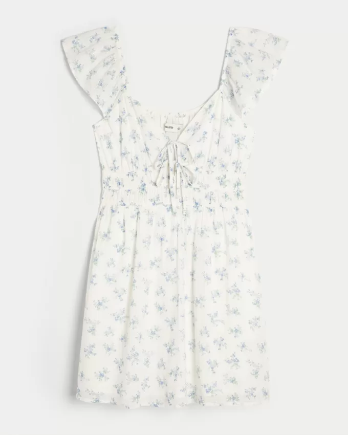 Flutter Sleeve Double-Tie Skort Dress,Flutter Sleeve Double-Tie Skort Dress Flutter Sleeve Double-Tie Skort Dress,Flutter Sleeve Double-Tie Skort Dress