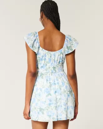 Flutter Sleeve Double-Tie Skort Dress,Flutter Sleeve Double-Tie Skort Dress